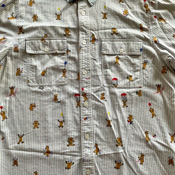 Teddy Fresh Unisex Striped Collared Button-Up Shirt w/ Little Bears size Medium - Picture 2 of 7